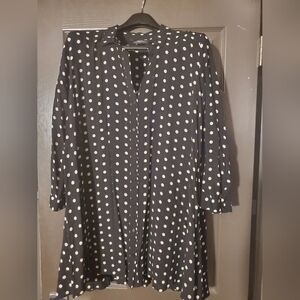 Zara Black and White Polka Dot Button-Down Tunic